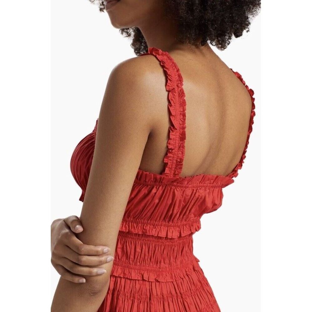Doen Red Smocked Midi Dress - Picture 4 of 11